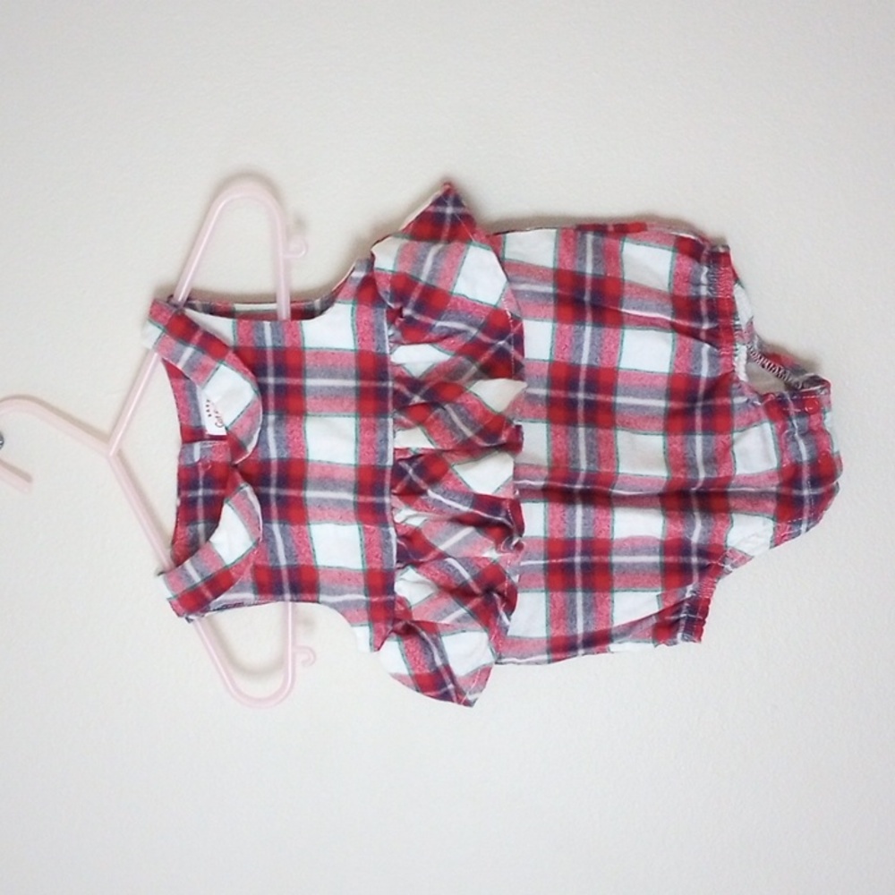 Adorable Flannel Plaid Cat & Jack Baby Onesie